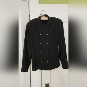 Vintage silk black double breasted shirt small/medium